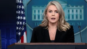 হোয়াইট হাউসের প্রেস সচিব ক্যারোলিন লেভিট। ছবি: রয়টার্স